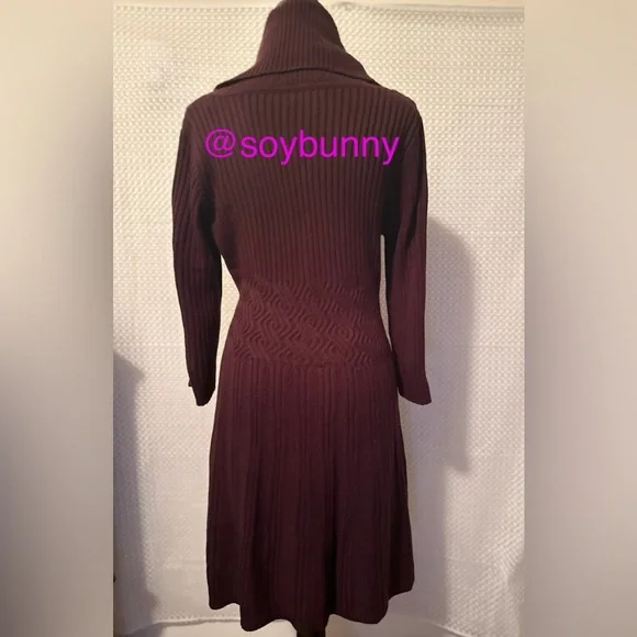 Eliza J Fit and Flare Cowl Neck Sweater Dress (EUC; Purple; Sz. Large) - Picture 2 of 6